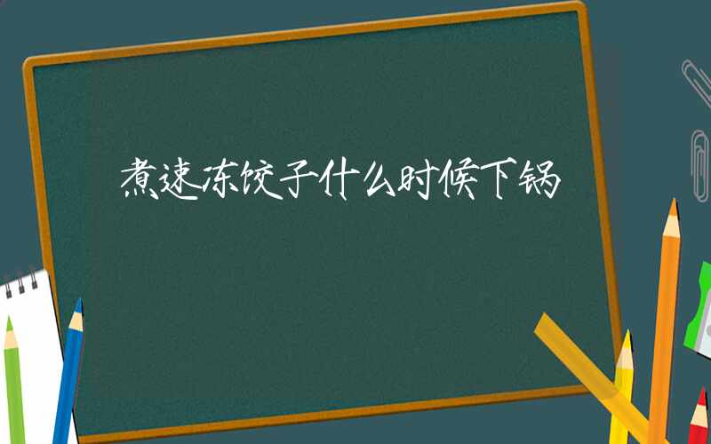 煮速冻饺子什么时候下锅